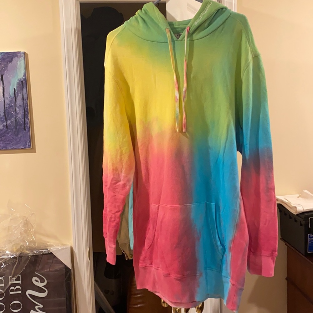PINK Hoodie Dress Tie Dye